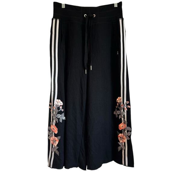 Calvin Klein Performance Floral-Trim Wide-Leg Culotte Pants Black Size M NWOT - Picture 5 of 13
